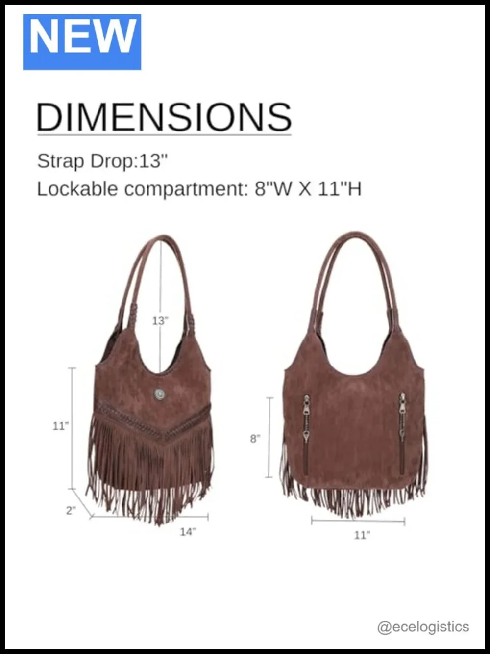 Suede Fringe Hobo Bag Women's Top Handle Tote Shoulder Bag Boho CCW Pocket